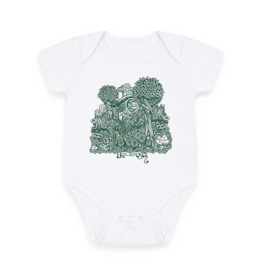 White Printed baby grow Front
