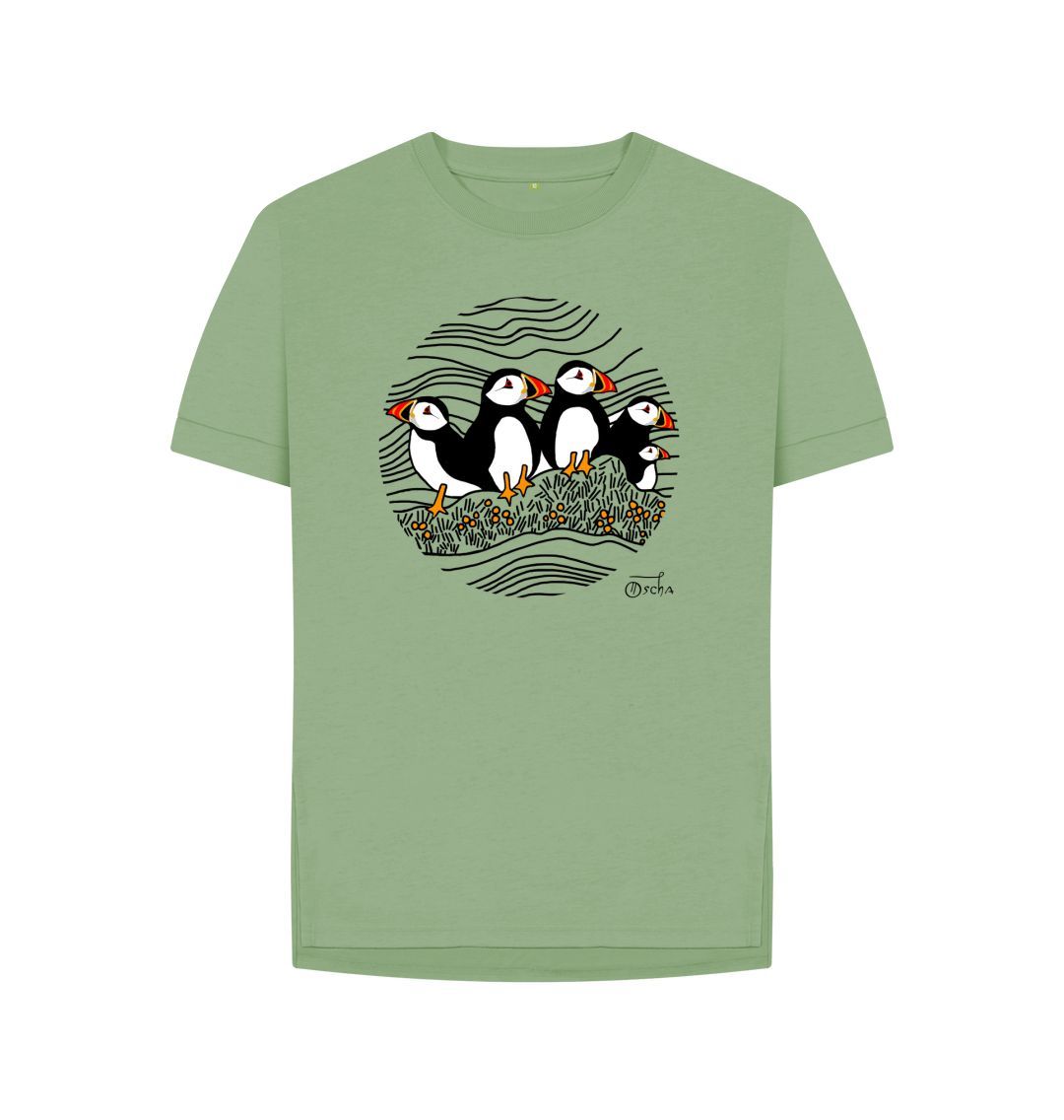 Sage Puffins Circus  Relaxed Fit  T-shirt