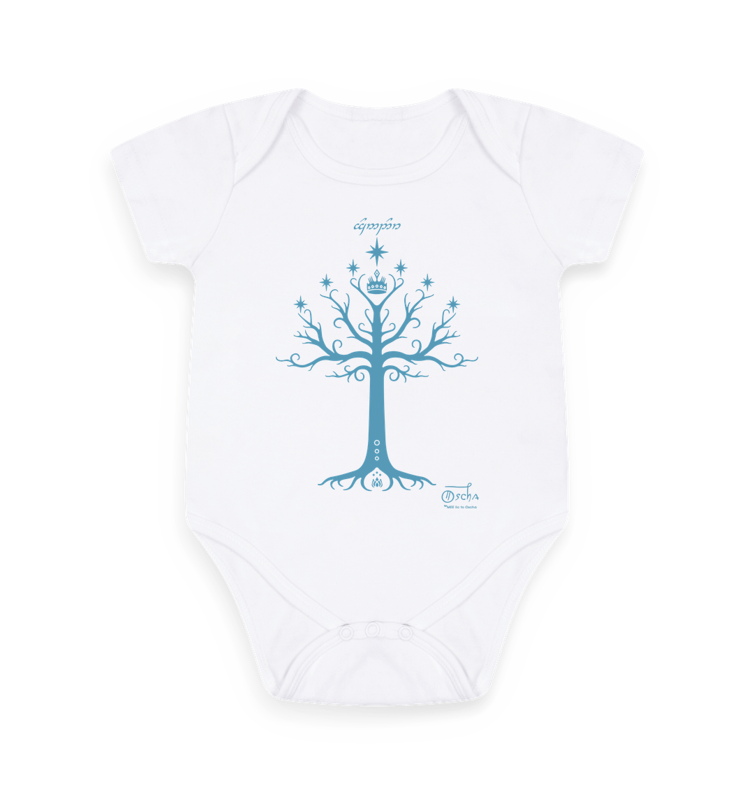 White Printed baby grow Front