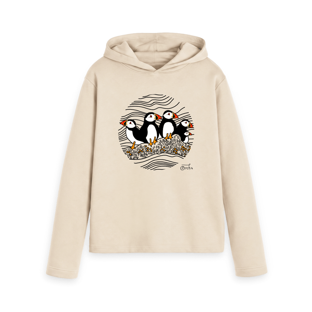 Oat Printed Hoody Front