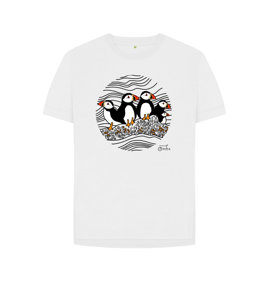 White Puffins Circus  Relaxed Fit  T-shirt