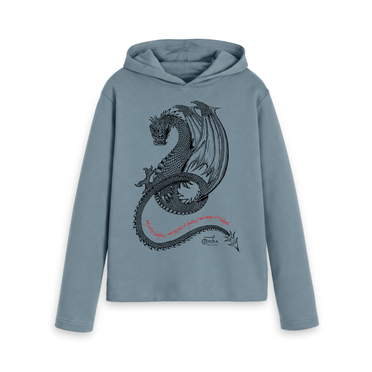Stone Blue Printed Hoody Front