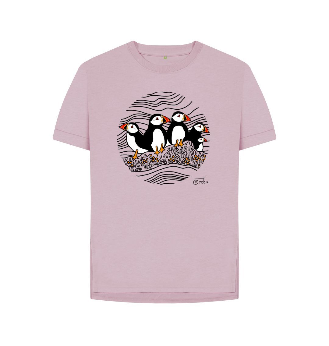 Mauve Puffins Circus  Relaxed Fit  T-shirt