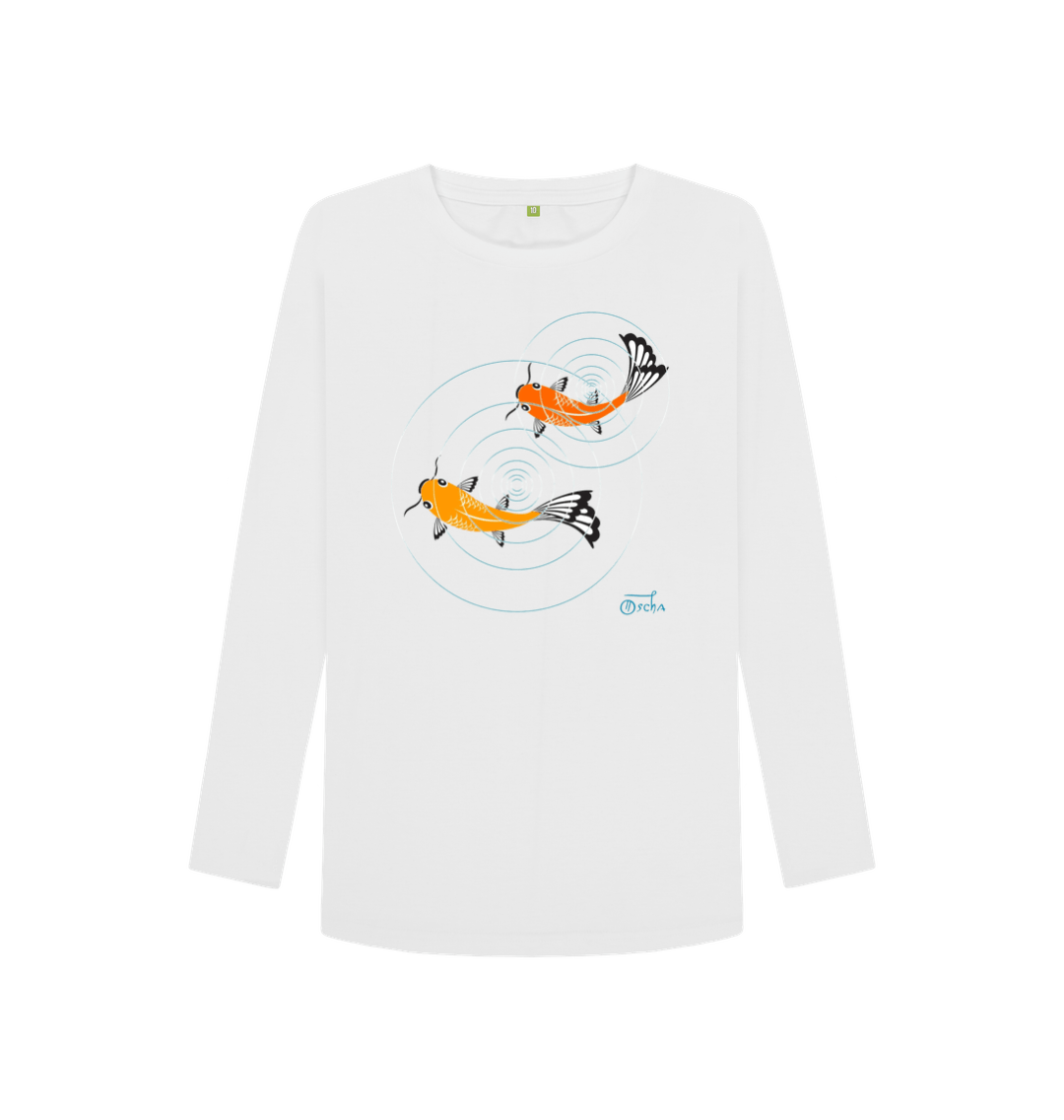 White Printed Long Sleeve T Shirt Front