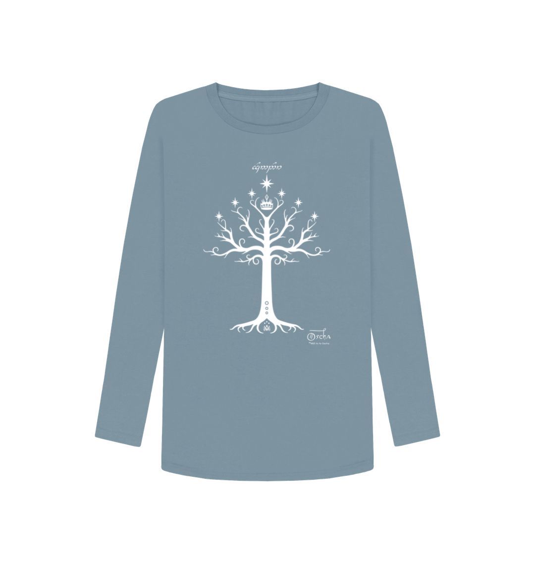 Stone Blue Tree of GONDOR\u2122 Women's Long Sleeved T-Shirt