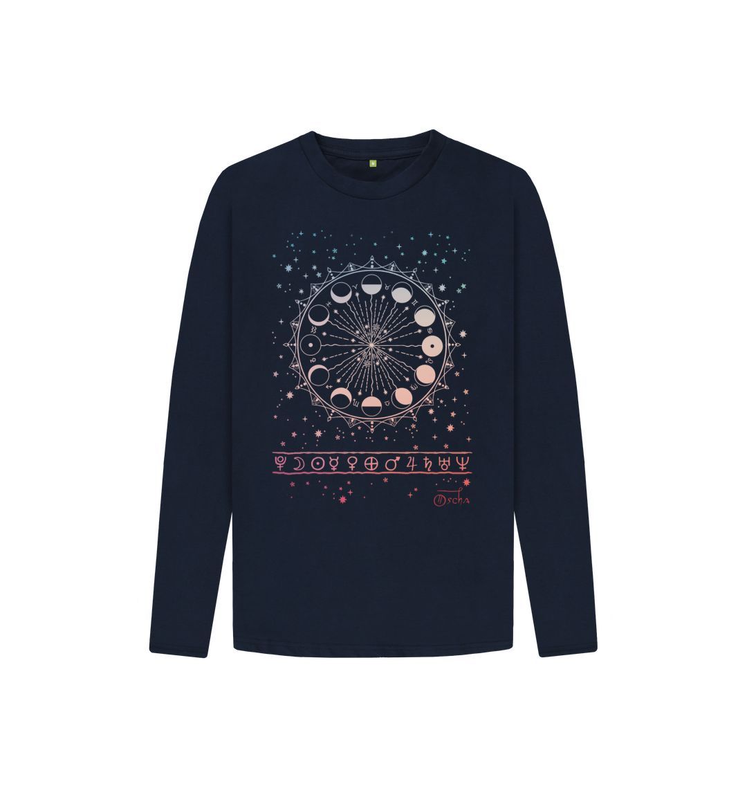 Navy Blue Lunae Kids Long Sleeved T-shirt