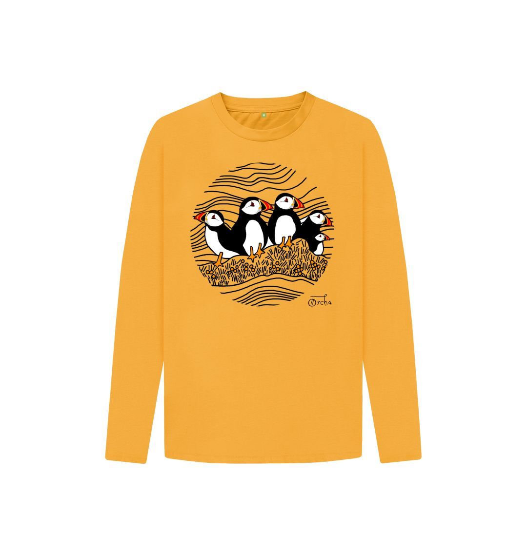 Mustard Puffins Circus Kids Long Sleeved T-shirt