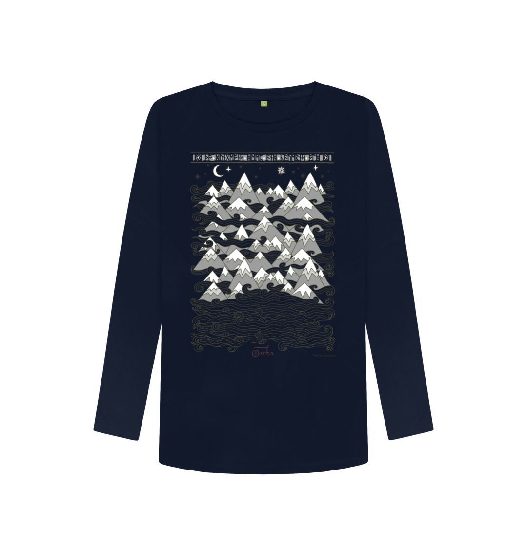 Navy Blue MISTY MOUNTAINS\u2122 Women's Long Sleeved T-Shirt