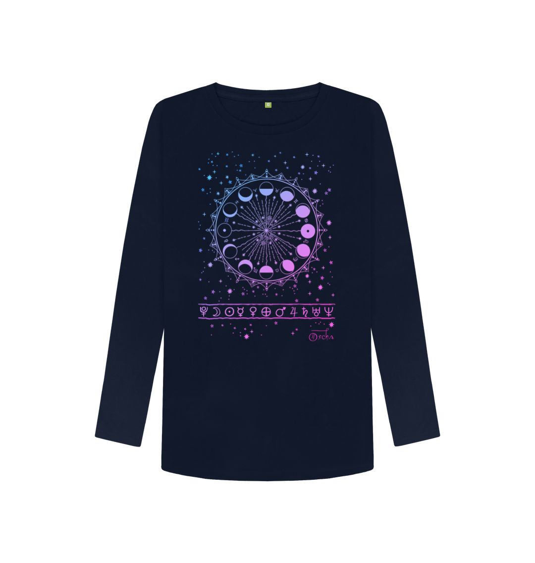 Navy Blue Lunae Women's Long Sleeved T-Shirt