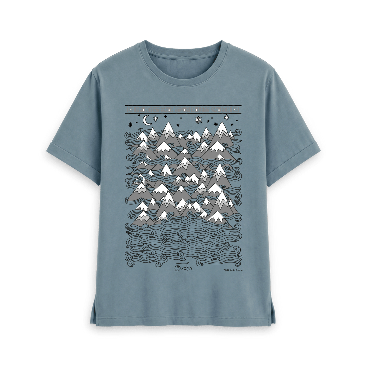 Stone Blue Printed T-shirt Front