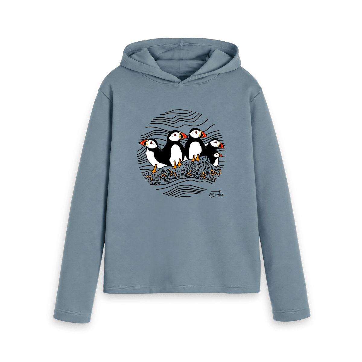 Stone Blue Printed Hoody Front