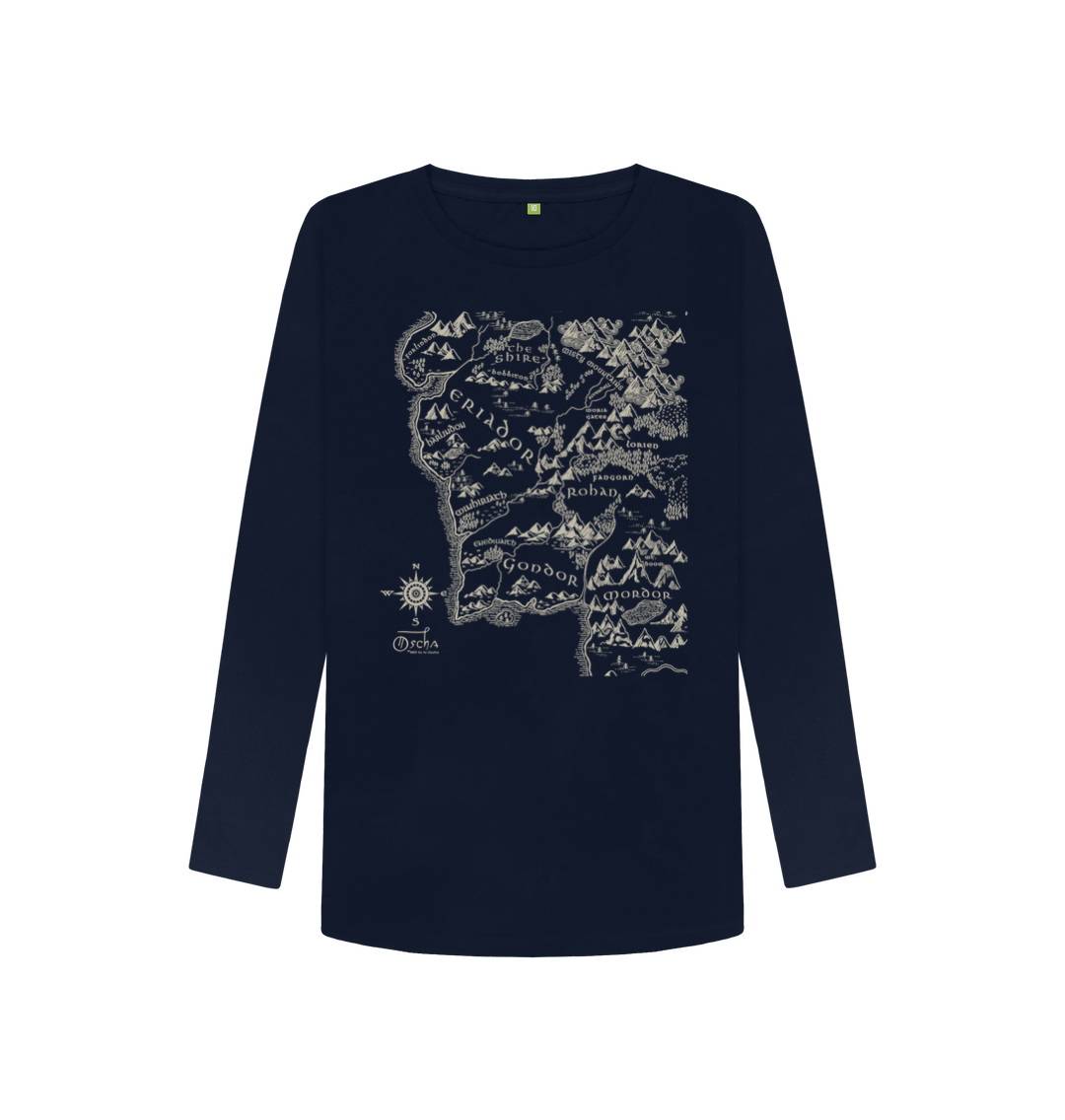 Navy Blue Printed Long Sleeve T Shirt Front
