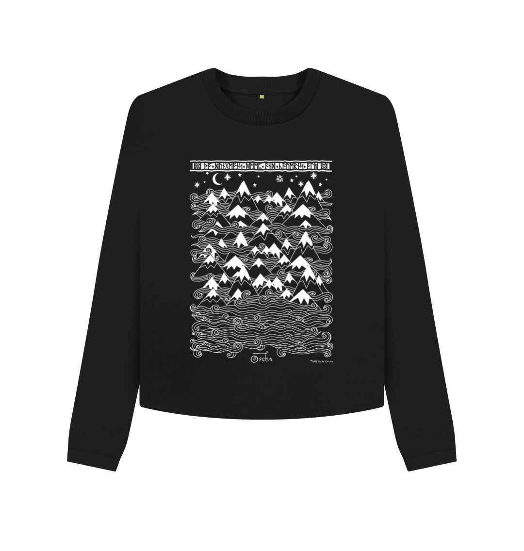 Black Printed Boxy Jumpers Front