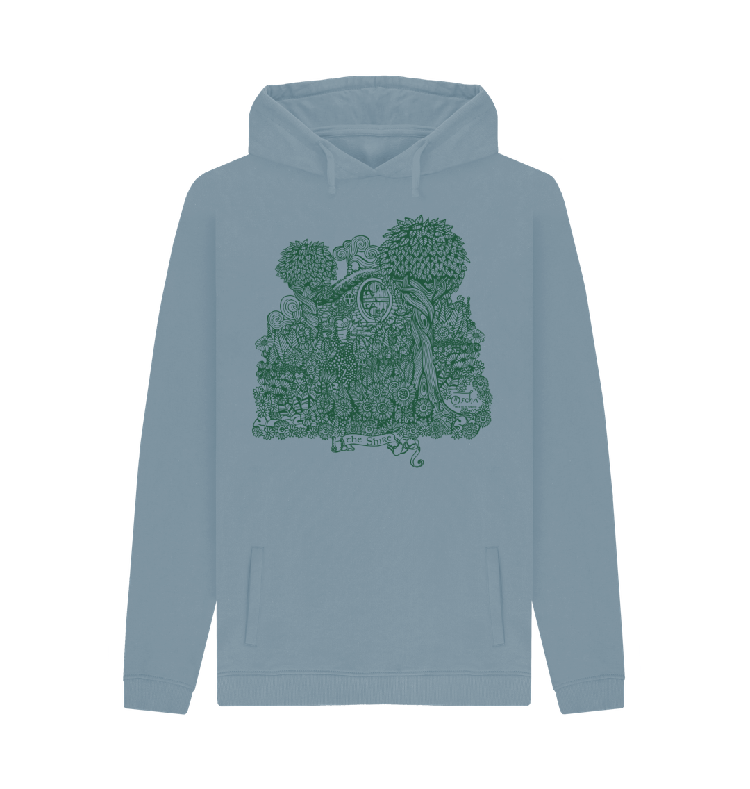 Stone Blue Printed Hoody Front