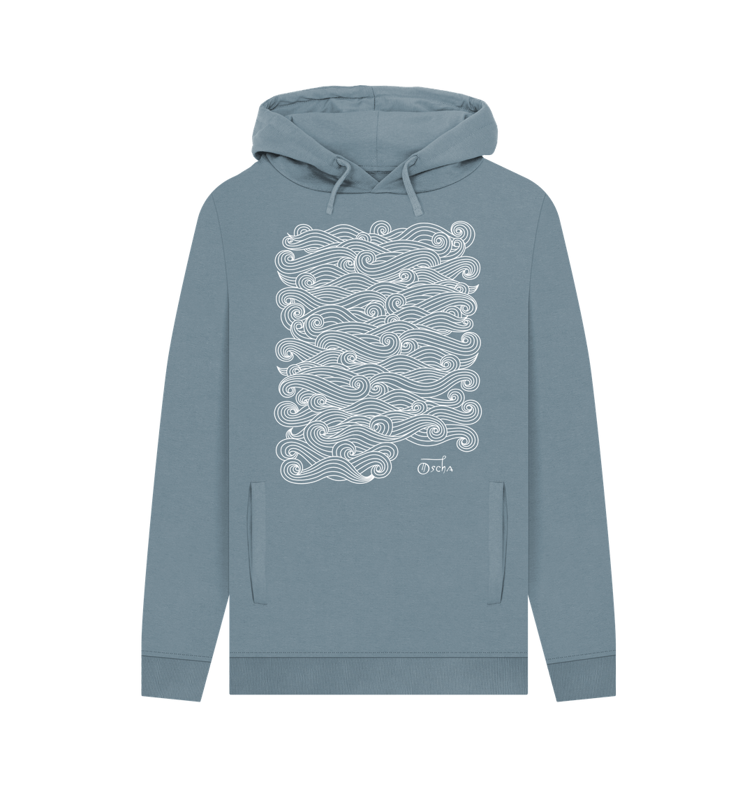 Stone Blue Printed Hoody Front