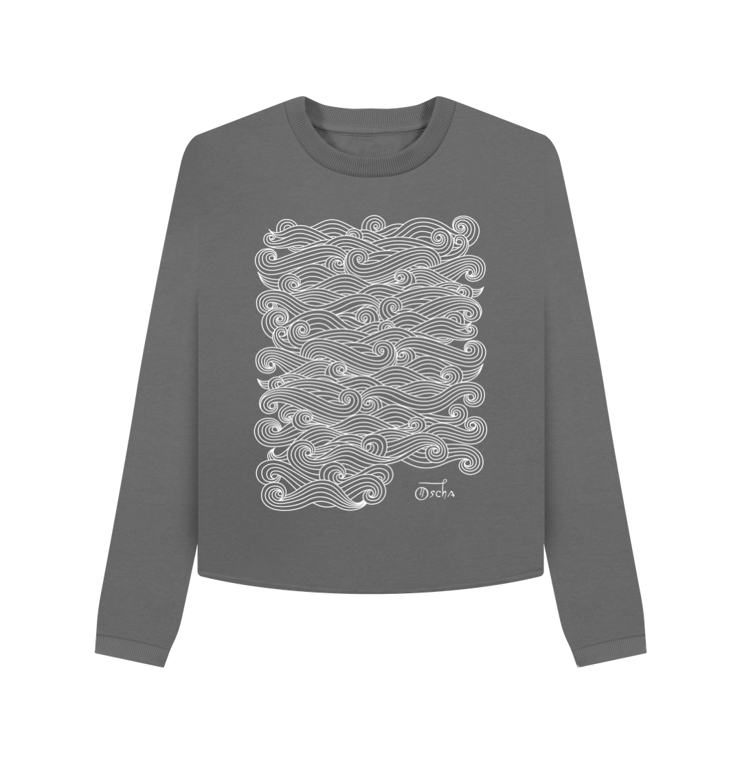 Slate Grey Printed Boxy Jumpers Front