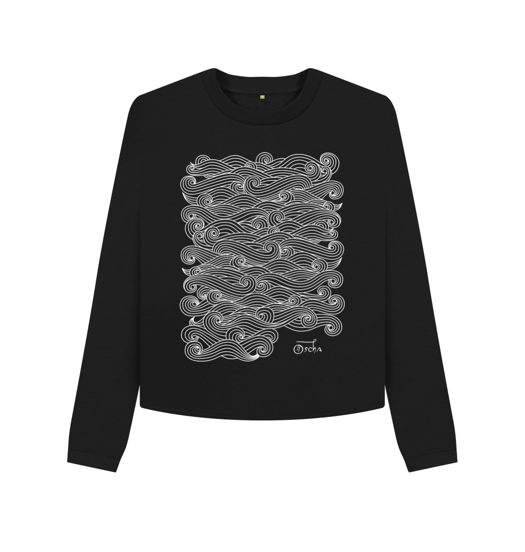Black Printed Boxy Jumpers Front