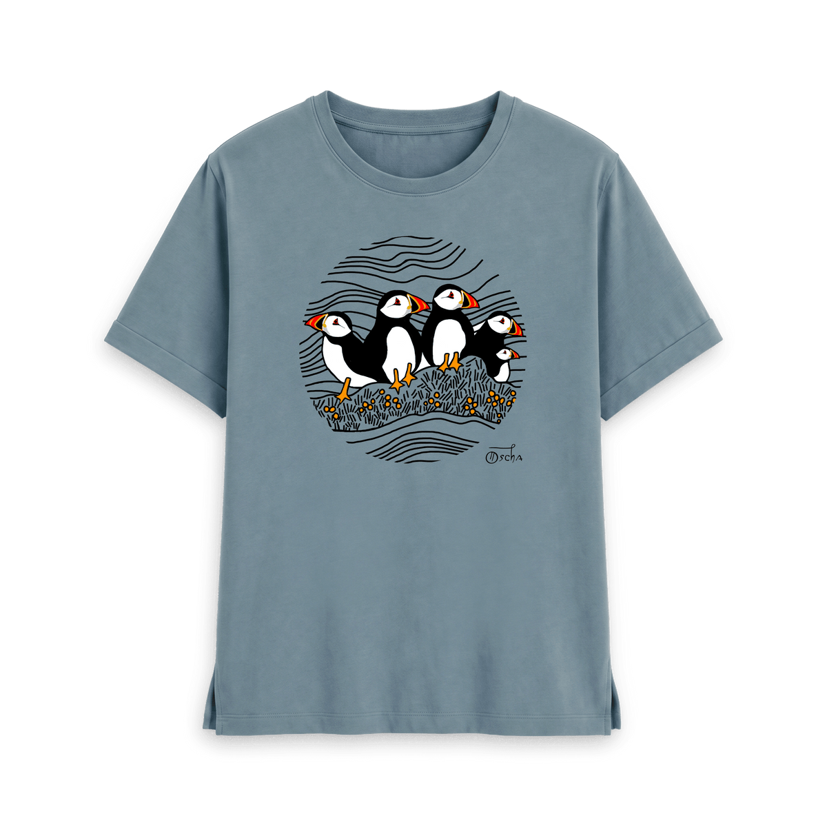 Stone Blue Printed T-shirt Front