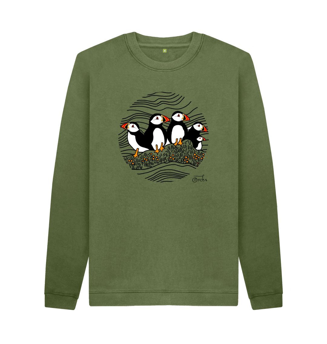 Khaki Puffins Circus Crew Neck Sweater