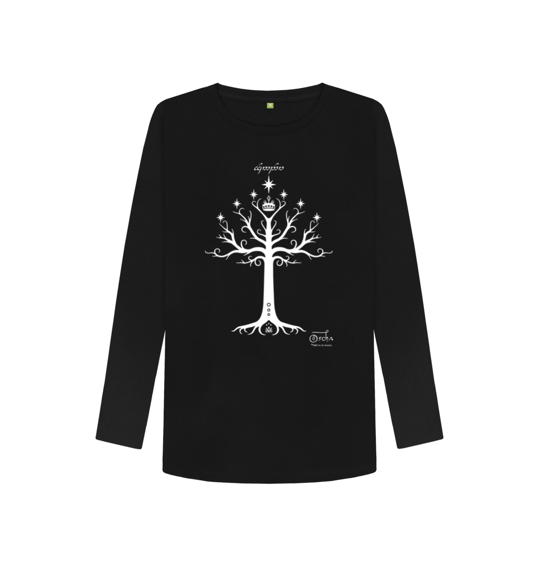 Black Printed Long Sleeve T Shirt Front