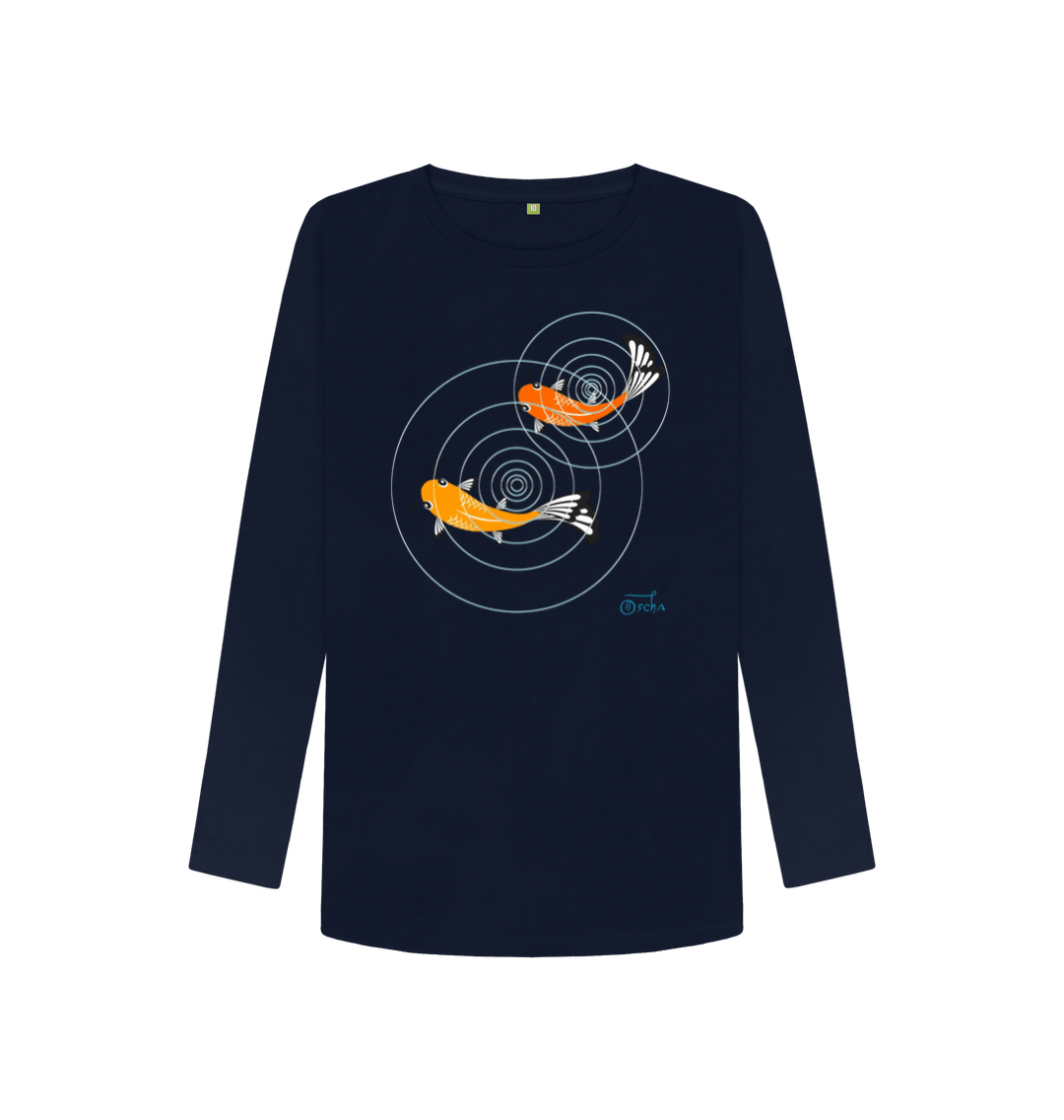 Navy Blue Printed Long Sleeve T Shirt Front