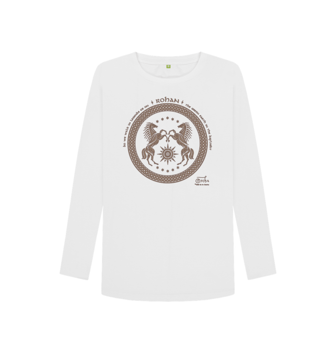White Printed Long Sleeve T Shirt Front