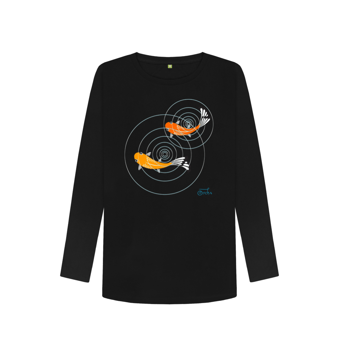 Black Printed Long Sleeve T Shirt Front