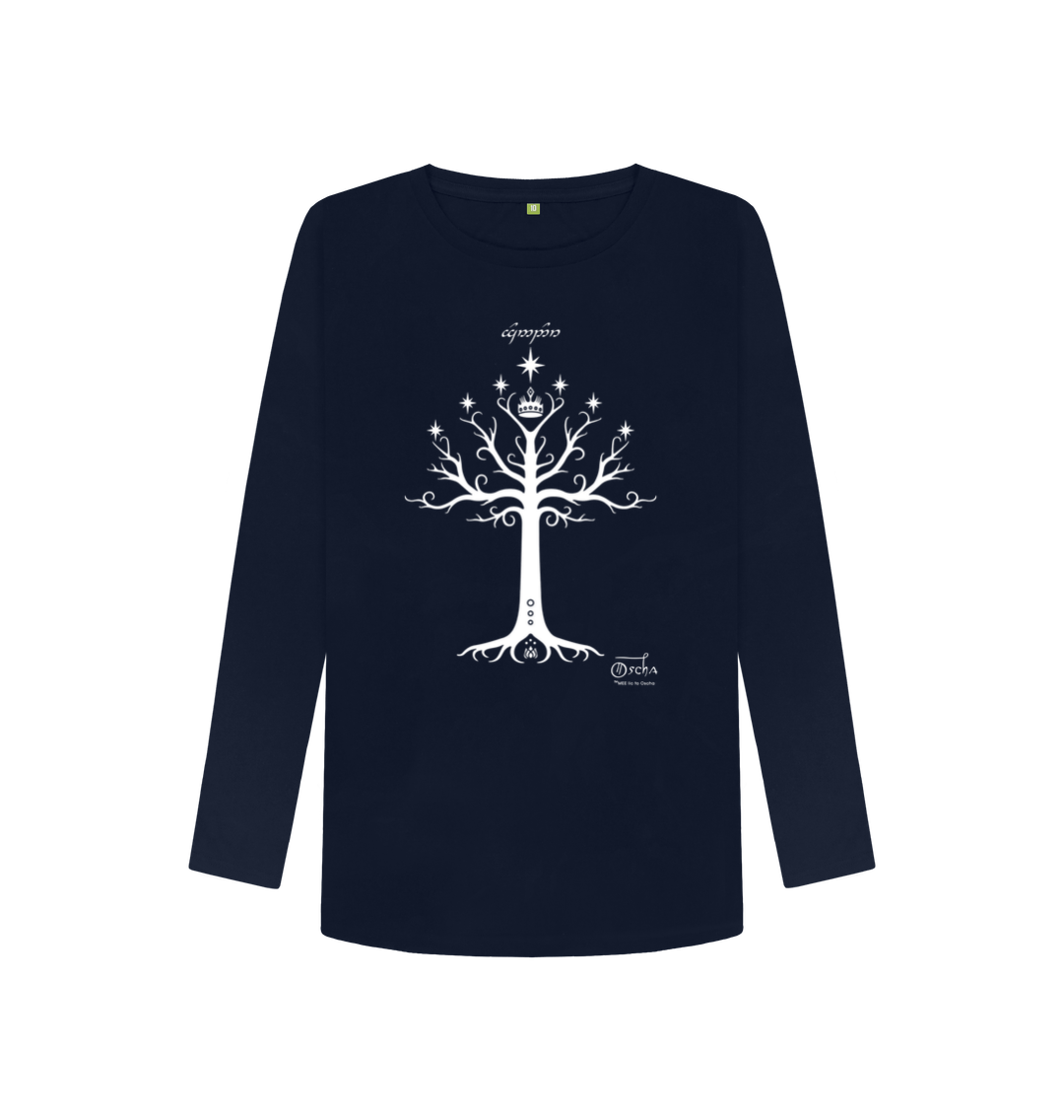 Navy Blue Printed Long Sleeve T Shirt Front