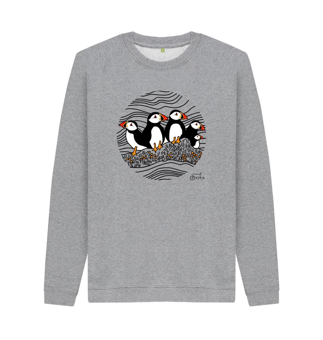 Light Heather Puffins Circus Crew Neck Sweater