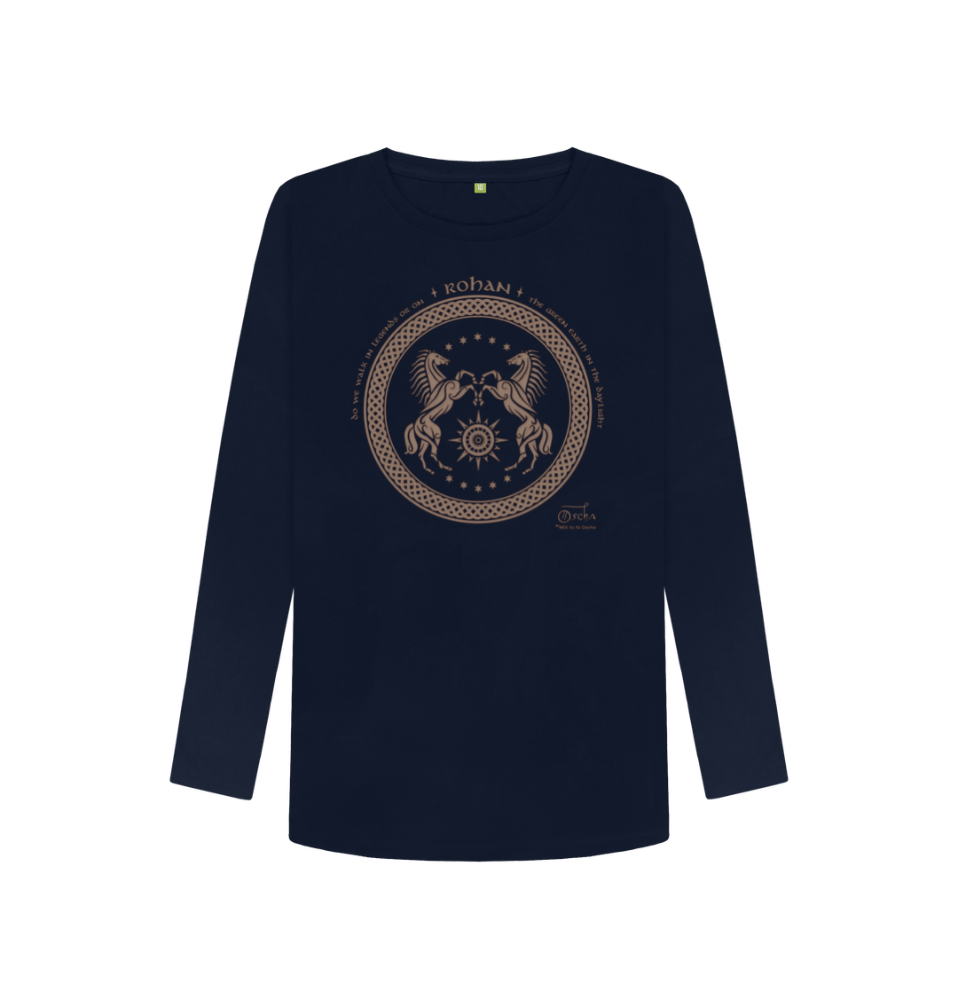 Navy Blue Printed Long Sleeve T Shirt Front