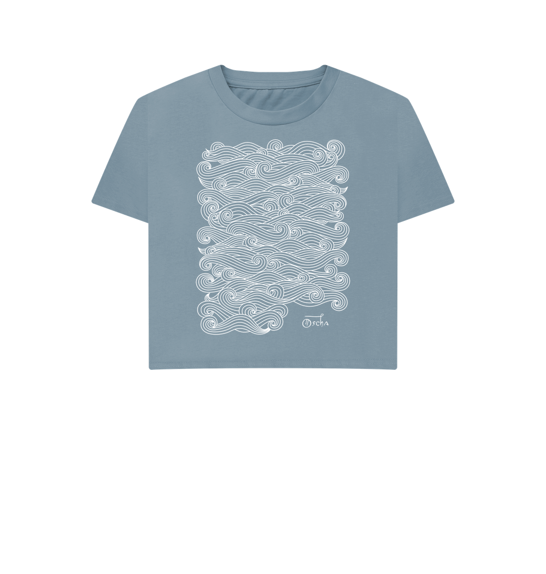 Stone Blue Printed T-shirt Front