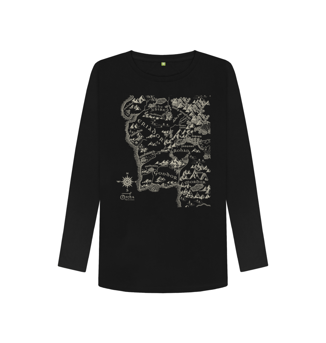 Black Printed Long Sleeve T Shirt Front
